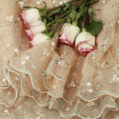Embroidered Lace Fabric: 50"W Floral Bridal Wedding Polyester Lace By The Meter