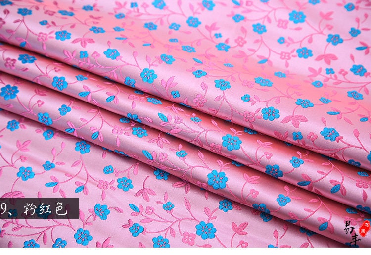 Floral Silk Brocade Fabric: Delicate Tangled Flowers, 45"W