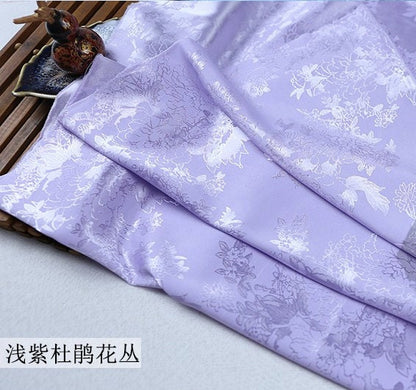 Jacquard Satin Fabric: 59" Rhododendron Antique Cosplay Costume Material