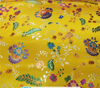 Peony Brocade Fabric: Silk Rayon Blend, Floral Upholstery & Costume
