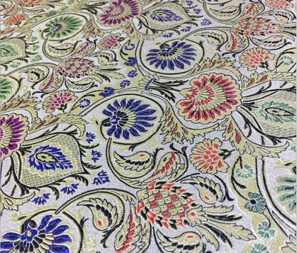 Floral Pineapple Silk Brocade Fabric - 29.5" Wide - By The Meter