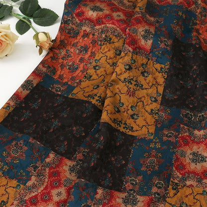 Bohemian Geometric Jacquard Tea Silk Satin Fabric: 59"W Upholstery & Costume