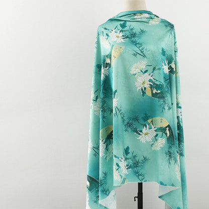 Ancient Pattern Tea Silk Fabric: Rich Texture Satin, 59"W