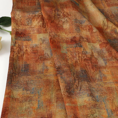 Floral Landscape Jacquard Fabric - Gold Trace Upholstery Fabric, 59"W