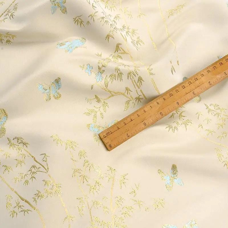 Butterfly Bamboo Brocade Fabric: 59"W Tibetan Style Drapery