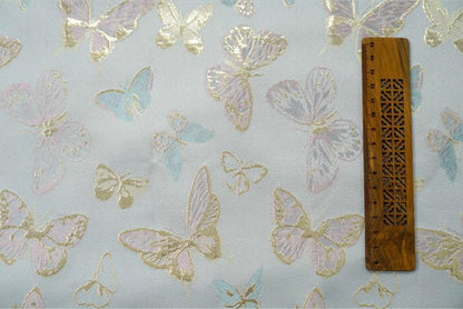 Gold Thread Butterfly Jacquard Fabric: 59" Wide, Rayon Blend