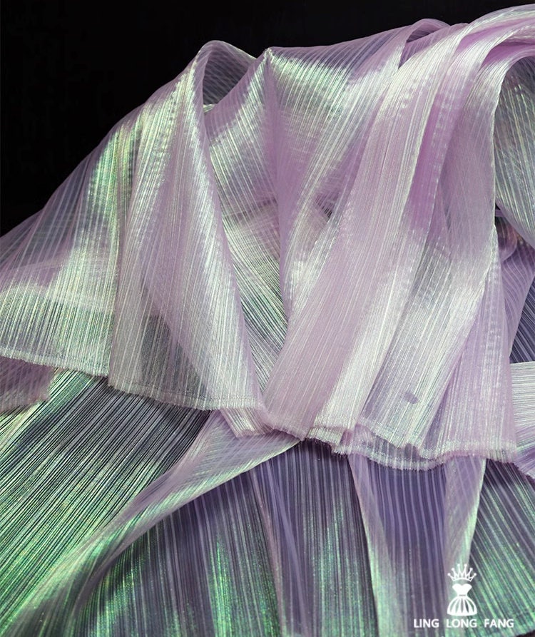 Crinkled Pleated Organza Fabric: 57" Wide Stiff Texture