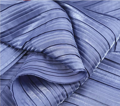 Gilt Pleated Fabric: Hard Yarn Designer Material, 55" Wide