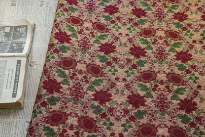 Vintage Floral Brocade Fabric: Gold Thread Embossed Jacquard, Palace Style (58" Wide)