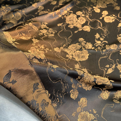 Two-Tone Rayon Jacquard Fabric: Floral Faux Silk Satin (59" Wide)