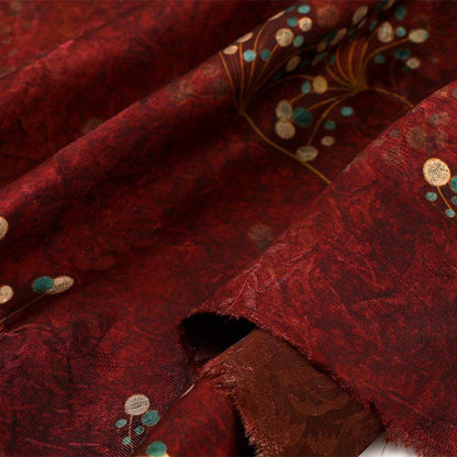 Gold Branch Printed Silk Fabric ��� Chinese Xiangyun Gauze, Dressmaking Ma