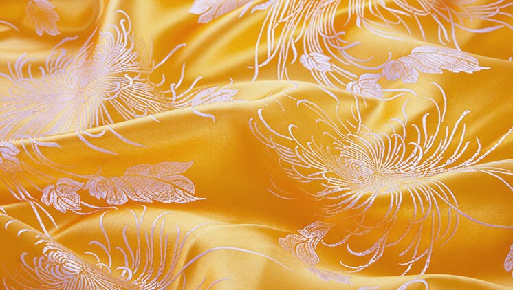 Chrysanthemum Brocade Fabric: 45" Wide Satin Jacquard Damask - Costume & Decor