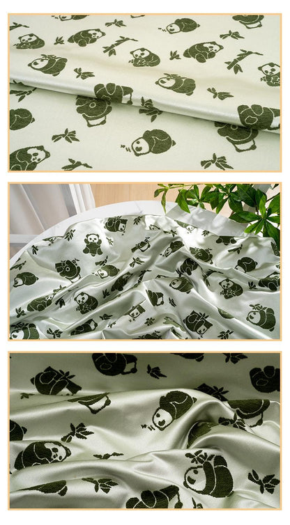 Panda and Bamboo Jacquard Satin Fabric ��" Wide, Qipao and Hanfu Material