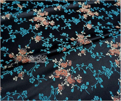 Peony Silk Brocade Fabric: 29.5"W Rayon Damask