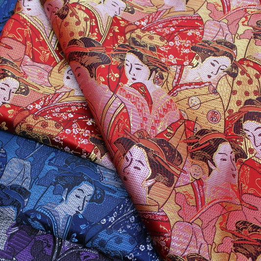 Geisha Jacquard Brocade Fabric: Japanese Silk Rayon Blend, 45" Wide