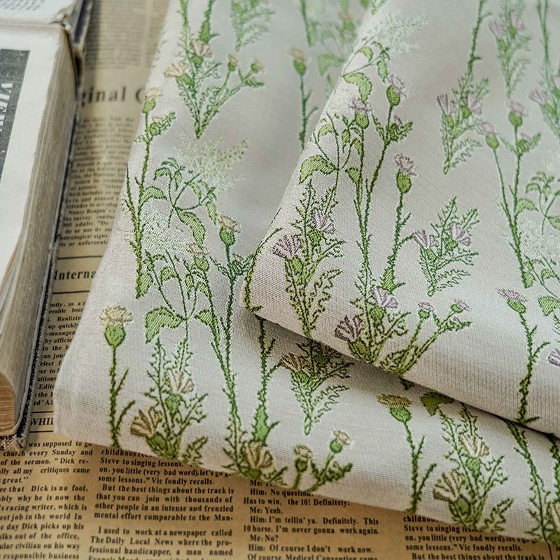 Tissu jacquard à motif floral : mélange de rayonne 3D, largeur 165 cm, vendu au mètre