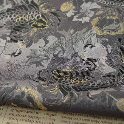 Tissu jacquard à motif de carpe dorée : tissu d'ameublement et de costumes à effet métallisé 3D
