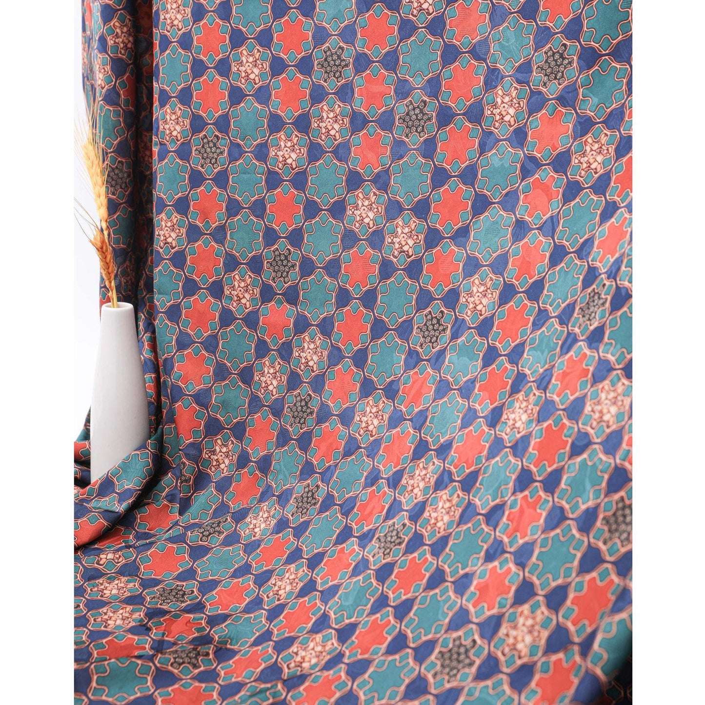Dunhuang Printed Silk Satin Fabric - 59" Wide