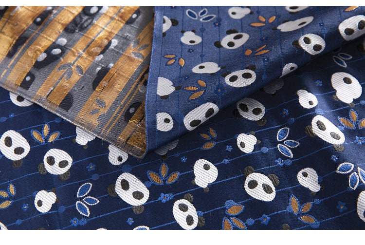 Panda Brocade Satin Fabric: Japanese Style Sewing Material (59" or 29.5" Width)