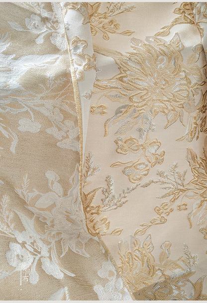 Tissu jacquard à motif pivoine abstraite : ameublement gaufré, rideaux, couture (largeur : 55 pouces)