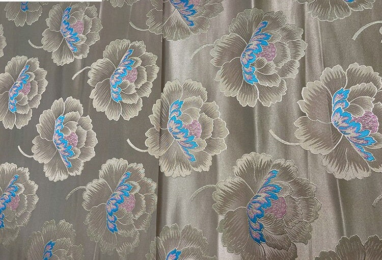 Peony Brocade Fabric: 29.5"W Tibetan Rayon Satin