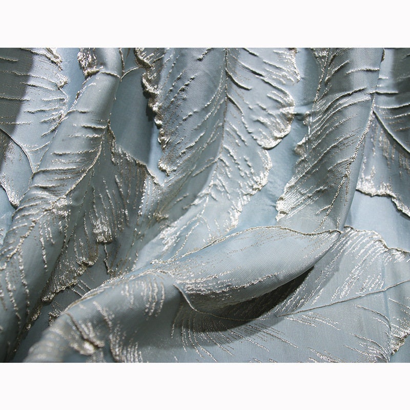 Gold Thread Leaf Jacquard Fabric: 3D Texture Upholstery, Prom Dress Sewing (55" W)