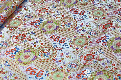 Japanese Floral Silk Brocade Fabric: Kimono, Costume, Decor
