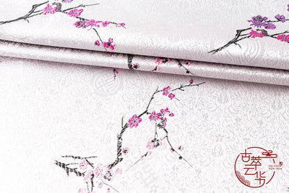 Tissu brocart à fleurs de prunier : rayonne 59''L Cheongsam Qipao