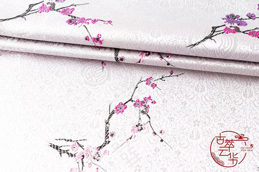 Tissu brocart à fleurs de prunier : rayonne 59''L Cheongsam Qipao