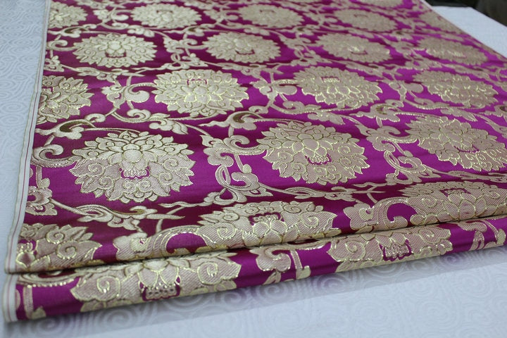 Floral Jacquard Brocade Fabric: Chinese Mongolian Style (29.5" Wide)