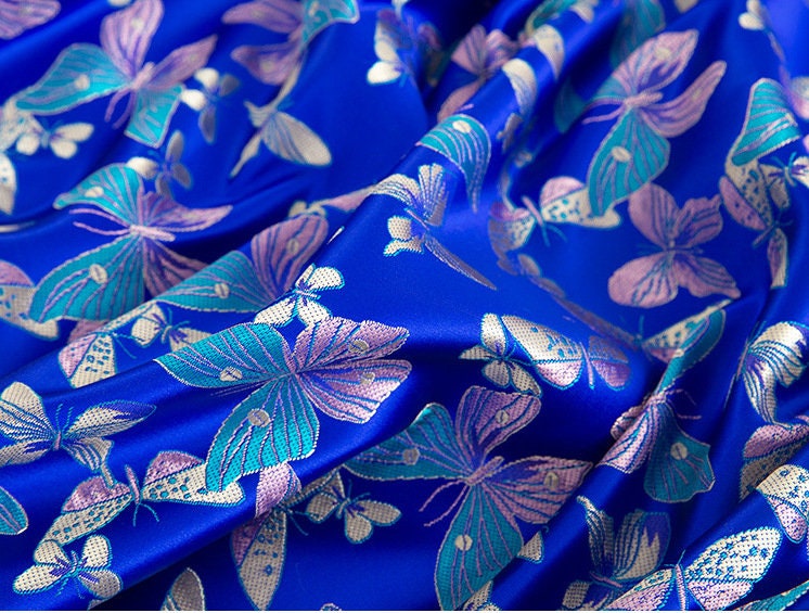 Butterfly Brocade Fabric: Silk Rayon Jacquard, Home Decor Cloth