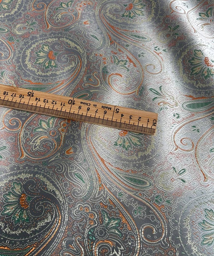 Floral Jacquard Rayon Fabric: Silver Green Cheongsam Qipao, 55"W