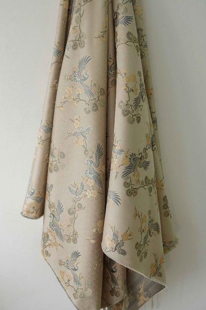 Crane Jacquard Fabric: Chinese Style Upholstery, Costume, & Sewing - 55"W