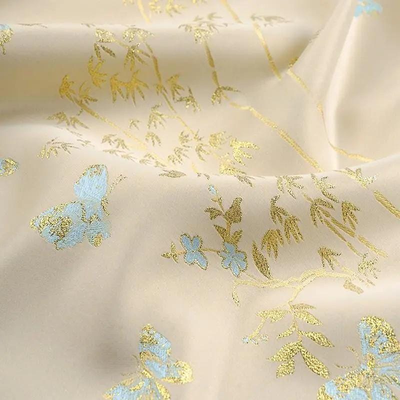 Butterfly Bamboo Brocade Fabric: 59"W Tibetan Style Drapery
