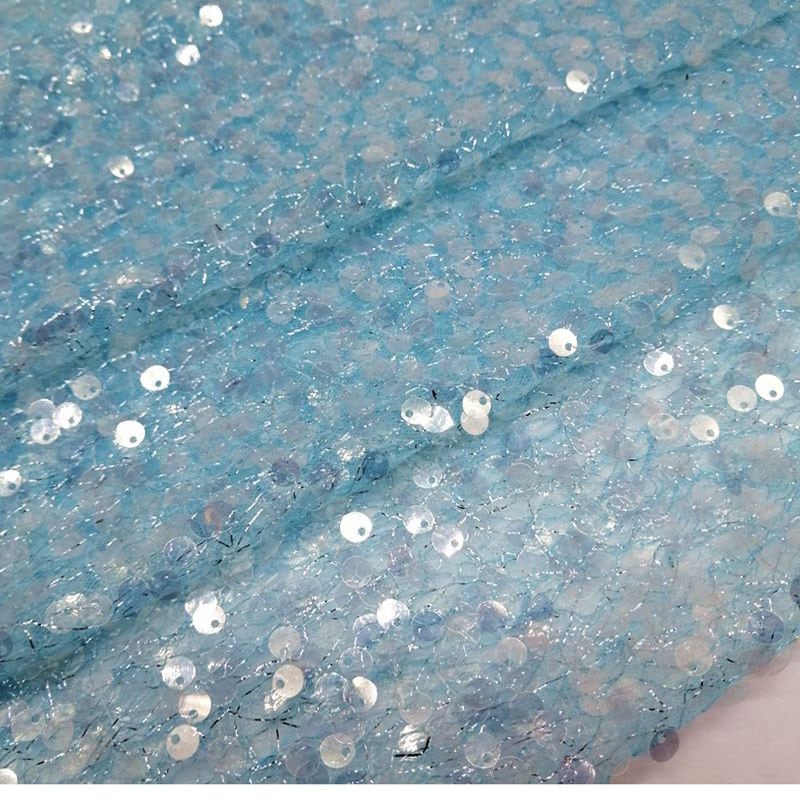 Gradient Sequin Lace Fabric: Colorful Beaded Symphony, 49"W