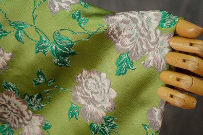 Embossed Floral Jacquard Fabric: Gold Thread Brocade, 59" Wide