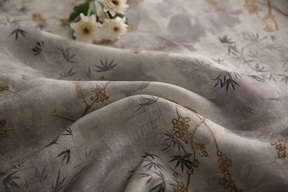 Bamboo Print Ramie Fabric: Light Gray Upholstery, Costume, Scarf - 57"W