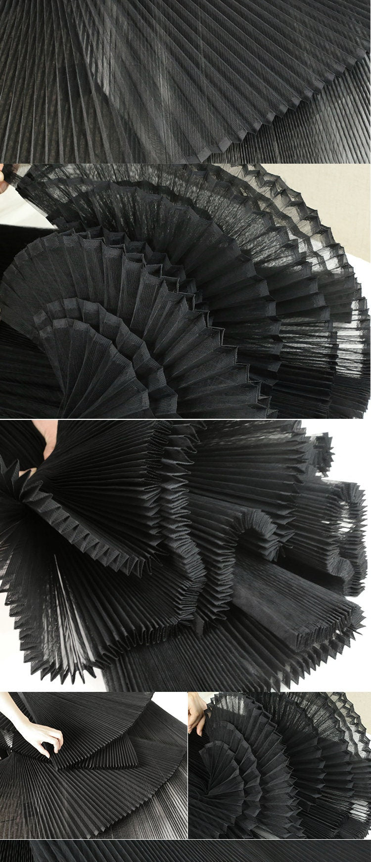 Pleated Hard Yarn Tulle Fabric: 63" Wide Designer Material