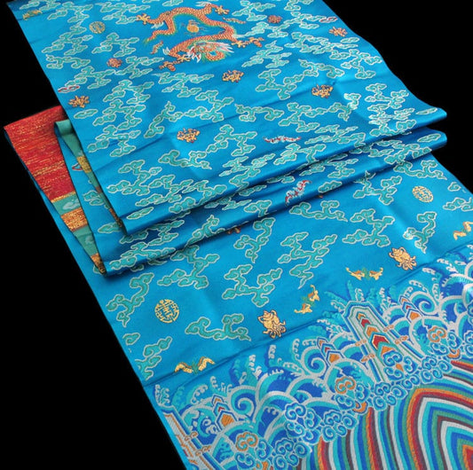 Five Dragon Tibetan Silk Brocade Fabric: Colorful Woven Ornaments