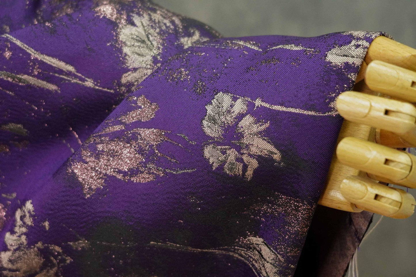 Purple Gold 3D Jacquard Fabric: Embossed Woven Upholstery, Sewing DIY - 65"W