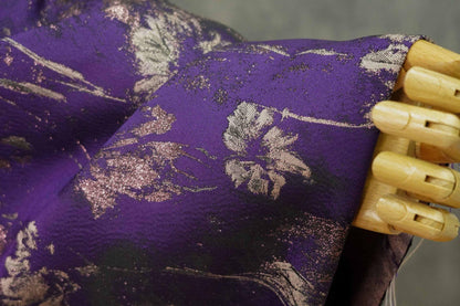 Purple Gold 3D Jacquard Fabric: Embossed Woven Upholstery, Sewing DIY - 65"W