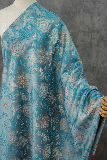 Tissu brocart Phoenix à fils d'or : Jacquard style chinois (140 cm)