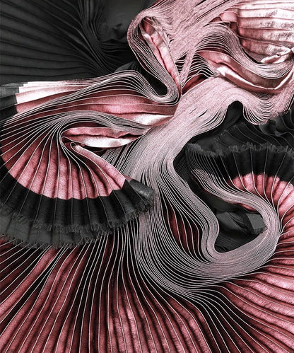 Metallic Pleated Fabric: 59" Wide Stiff Designer Material