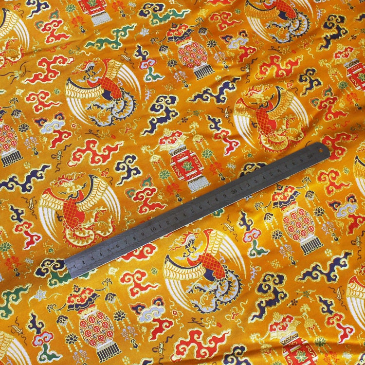 Peacock Lantern Brocade Fabric: 58"W Chinese Rayon Sewing Material