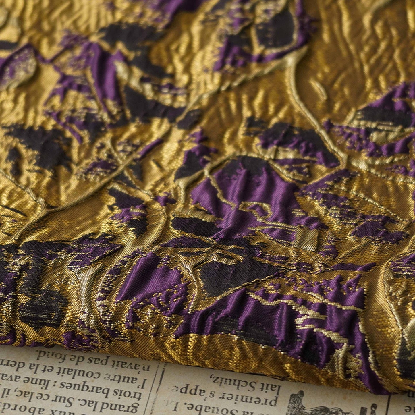 Gold Thread Jacquard Fabric: 3D Texture Upholstery, Costume, Decor - 55"W