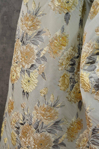 Gold Thread Floral Jacquard Fabric: 54" Wide, Upholstery & Costume