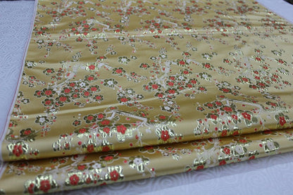 Tissu brocart de soie à fleurs de prunier : tissu pour cheongsam qipao multicolore