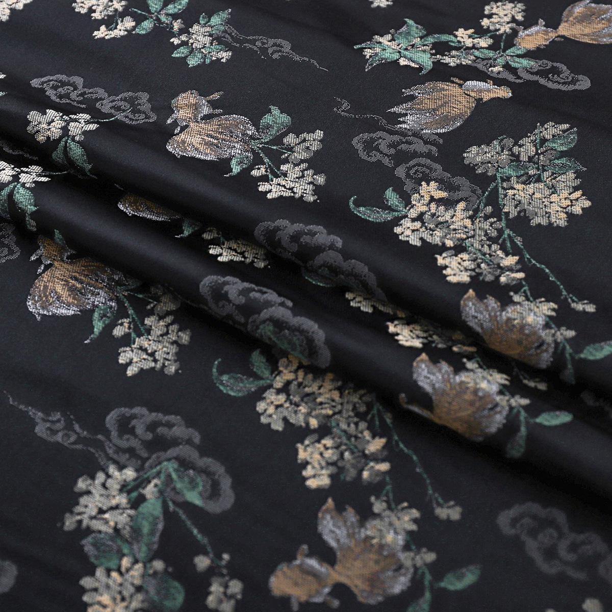 Floral Silk Brocade Fabric: 59"W Upholstery, Costume, & Decor