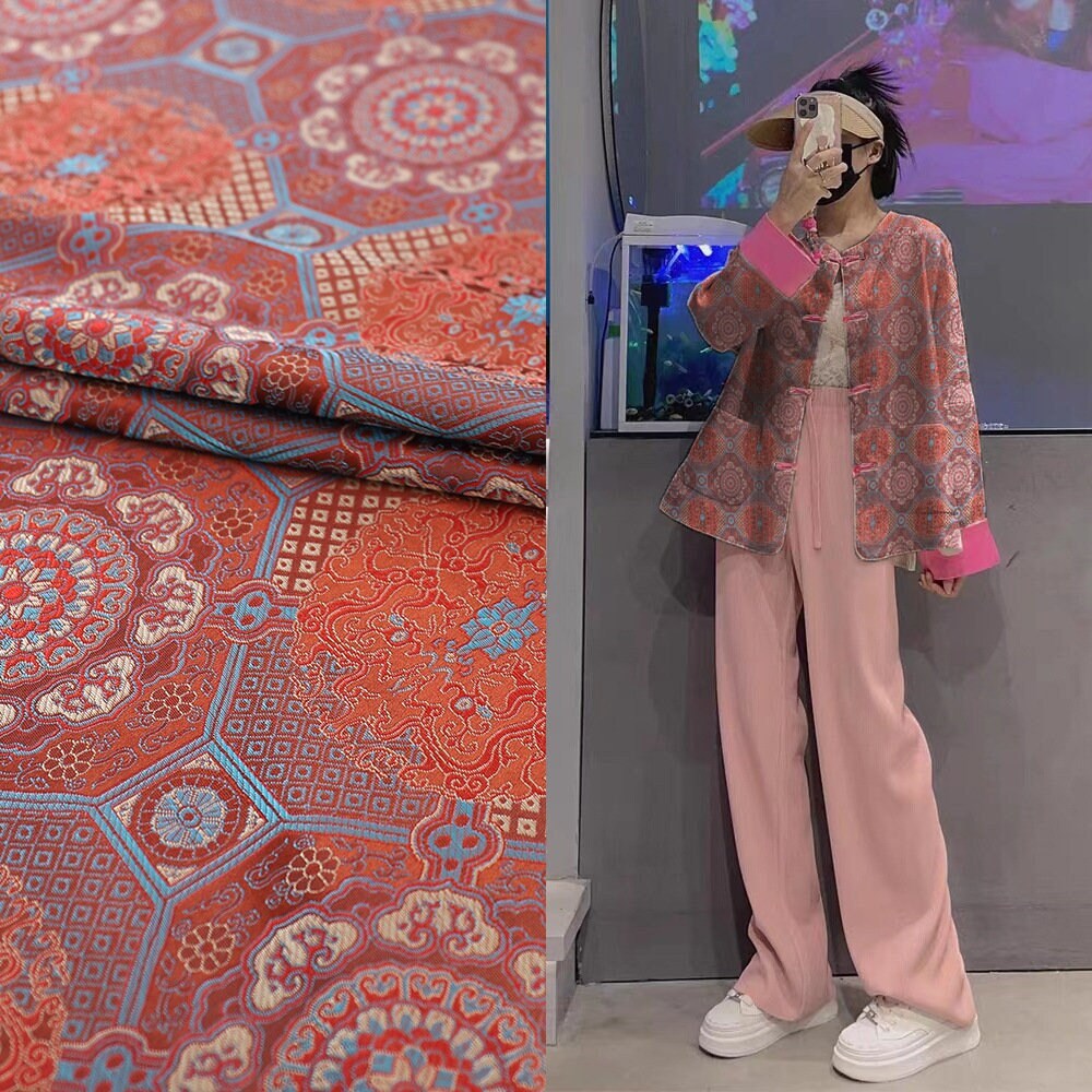 Tissu brocart Thangka de bon augure : Robes tibétaines de 57 pouces de large, sanctuaires