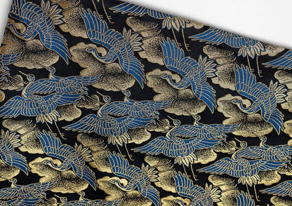 Silk Brocade Fabric: Japanese Crane Jacquard Satin, Home Decor